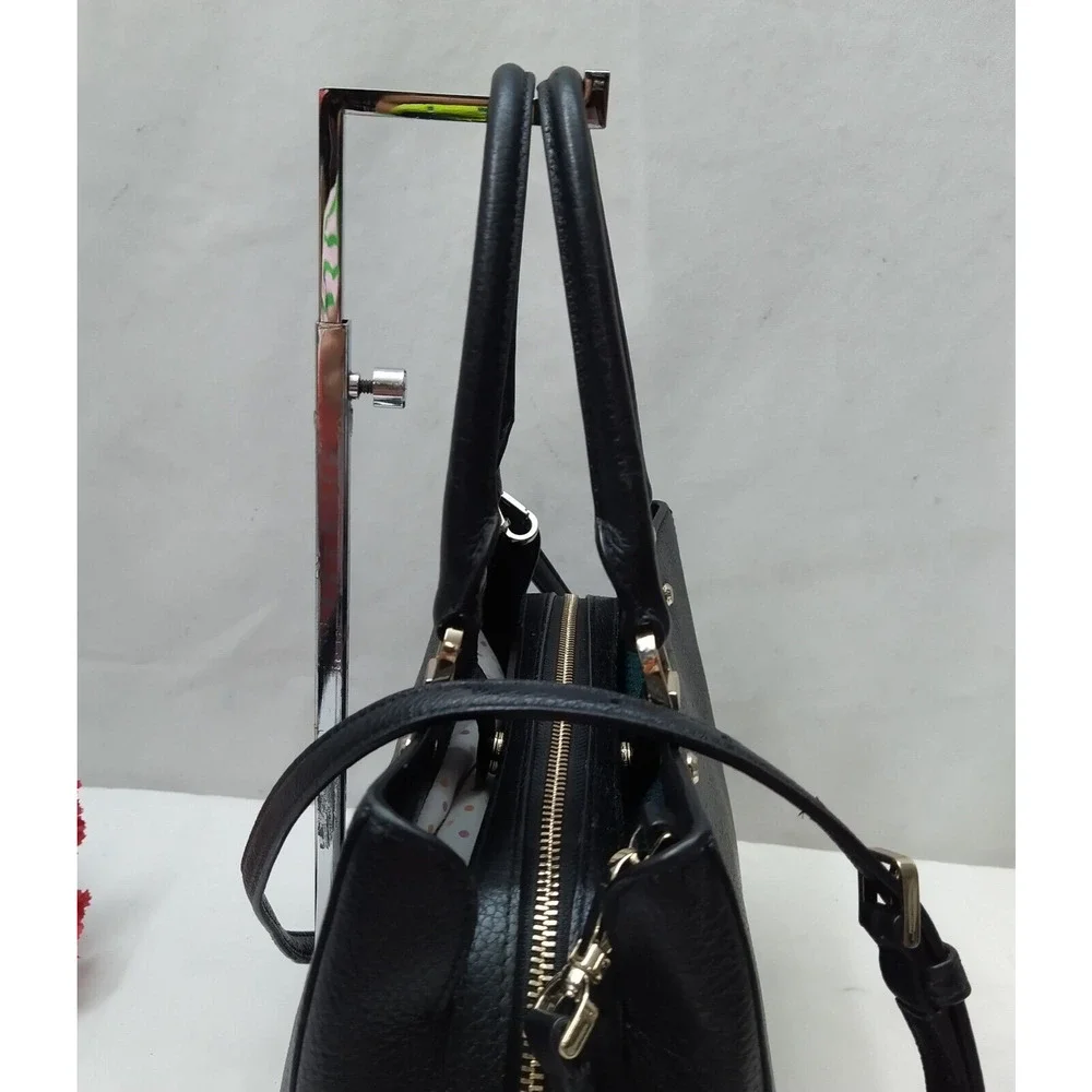Kate Spade New York Black Leather Double Handles Zipper Closure Satchel Bag